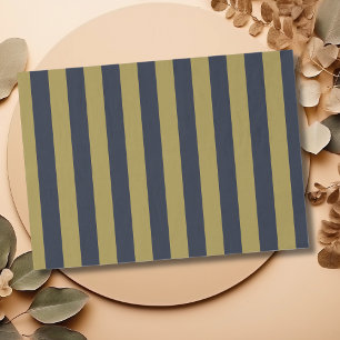 Elegant Gold & Navy Blue Vertical Stripes Tissue Paper