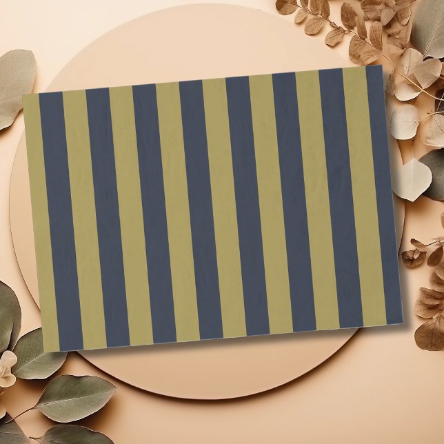 Elegant Gold & Navy Blue Vertical Stripes Tissue Paper (Creator Uploaded)