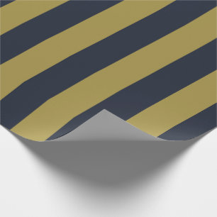 Elegant Gold & Navy Blue Vertical Stripes Wrapping Paper