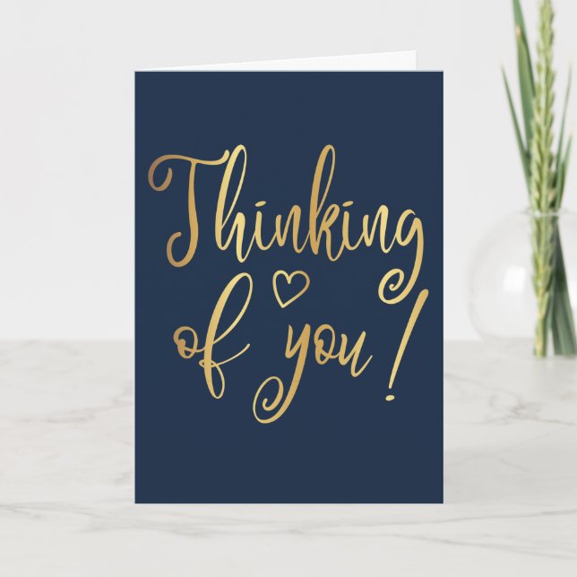 Elegant Gold & Navy Thinking Of You Card (Front)