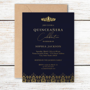 Elegant Gold Navy Tiara Quinceanera