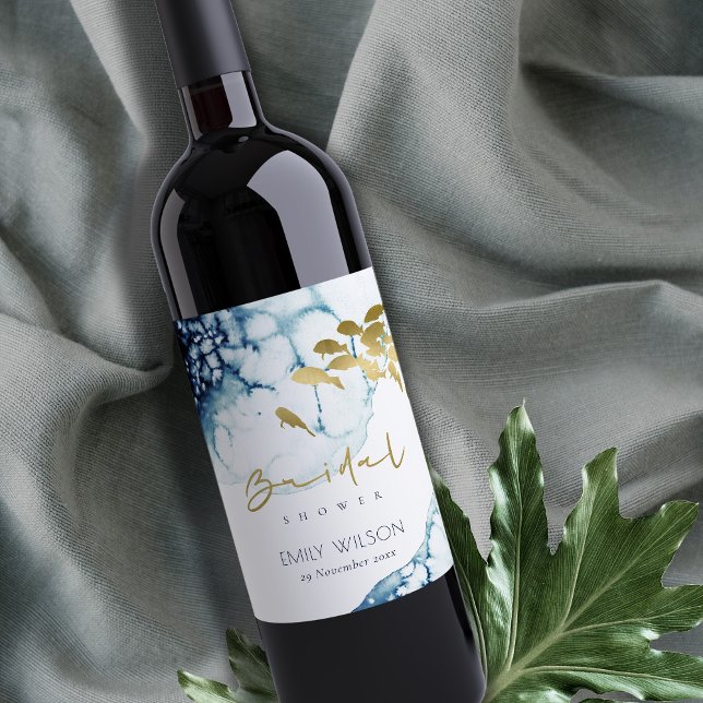 ELEGANT GOLD NAVY UNDERWATER  FISH BRIDAL SHOWER WINE LABEL (Creator Uploaded)