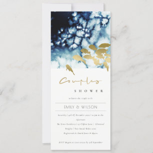 ELEGANT GOLD NAVY UNDERWATER FISH COUPLES SHOWER INVITATION