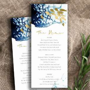 Elegant Gold Navy Underwater Fish Menu Card