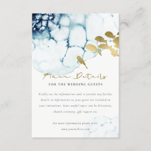 ELEGANT GOLD NAVY UNDERWATER FISH WEDDING DETAILS  ENCLOSURE CARD
