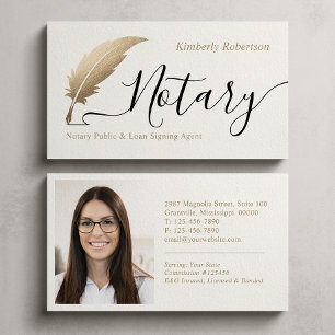 Elegant Gold Notary Calligraphy Business Card