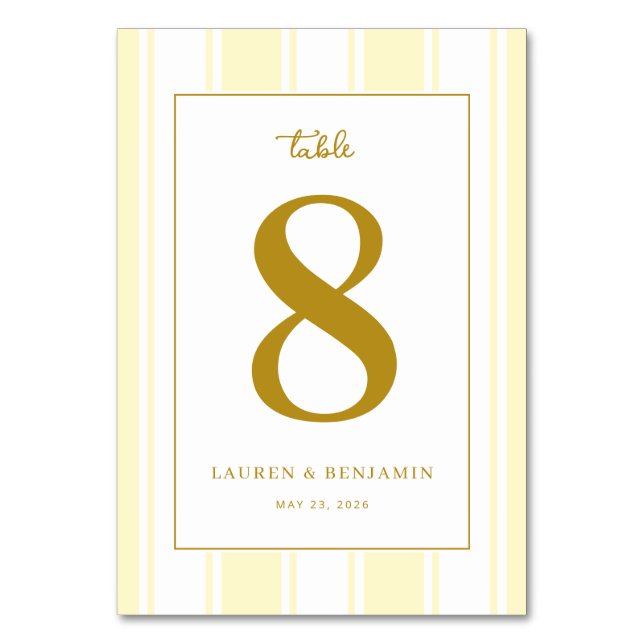 Elegant Gold Number Eight Table Number (Front)