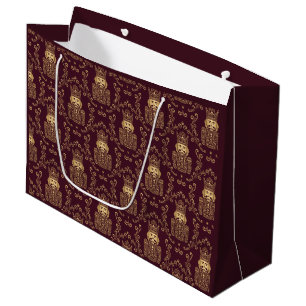 Elegant Gold Nutcracker Christmas Damask Large Gift Bag
