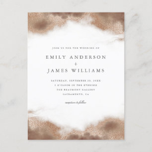 Elegant Gold Ocean Tides Wedding Invitation Postcard