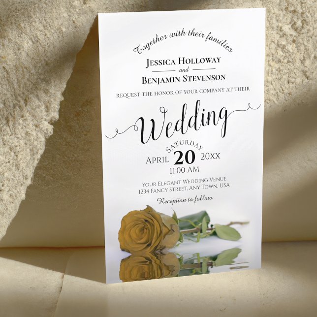 Elegant Gold Ochre Rose Budget Wedding Invitation (Creator Uploaded)