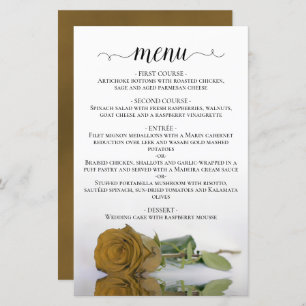 Elegant Gold Ochre Rose Budget Wedding Menu