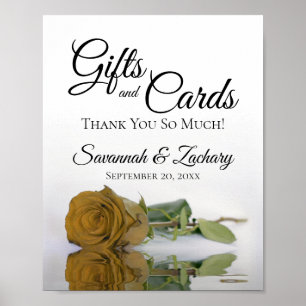 Elegant Gold Ochre Rose Gifts & Cards Wedding Sign