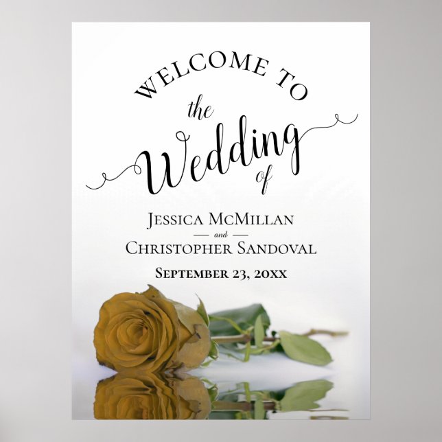 Elegant Gold Ochre Rose Stylish Wedding Welcome Poster (Front)