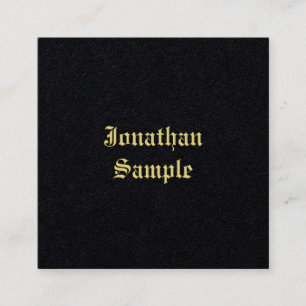 Elegant Gold Old Style Font Text Black Template Square Business Card