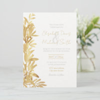 Elegant Gold Olive branch White Pattern