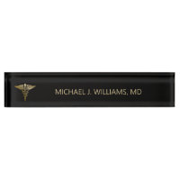 Elegant Gold on Black Caduceus Doctor