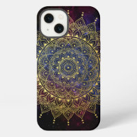Elegant Gold on Dark Nebula Floral Henna Mandala