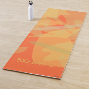 Elegant Gold Orange Abstract Floral Pattern Yoga Mat