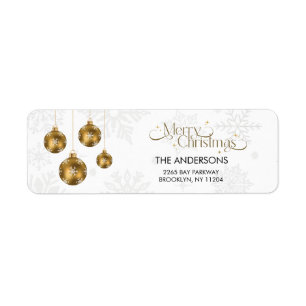 Elegant Gold Ornament Christmas Return Address Label