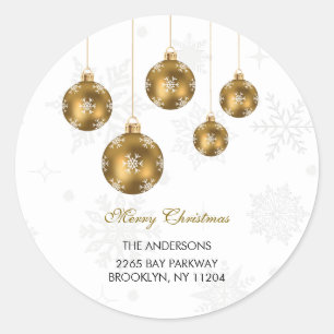 Elegant Gold Ornament Christmas Round Sticker