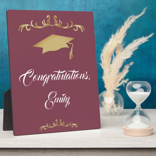 Elegant Gold Ornament Congratulations Graduate Plaque (Side)