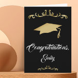 Elegant Gold Ornament Congratulations Graduation Card<br><div class="desc">Elegant Golden Congratulations Graduate Graduation Card. Graduation card with graduation cap,  trendy script and gold ornaments. Congratulations and the name of the graduate on the front side - personalise with your name. Personalise the text inside the card or erase it.</div>