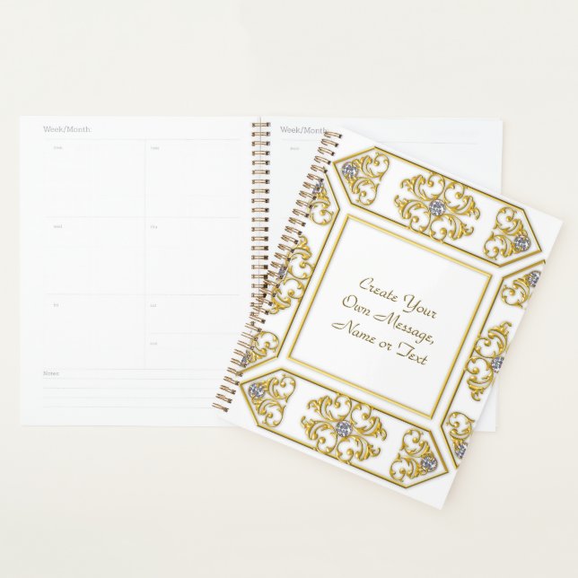 Elegant Gold Ornamental Border with Diamond Accent Planner (Display)