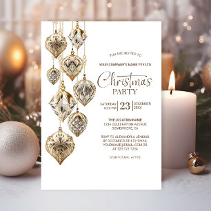 Elegant Gold Ornaments Christmas Party Invitation