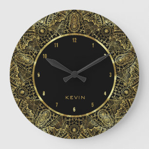 Elegant Gold Ornante Lace Circle Frame Large Clock