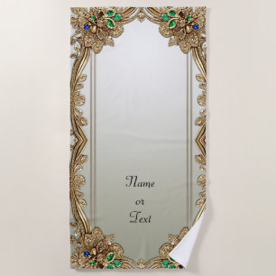 Elegant Gold Ornate Beach Towel