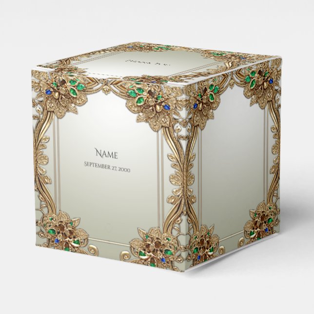 Elegant Gold Ornate Favour Box (Front Side)