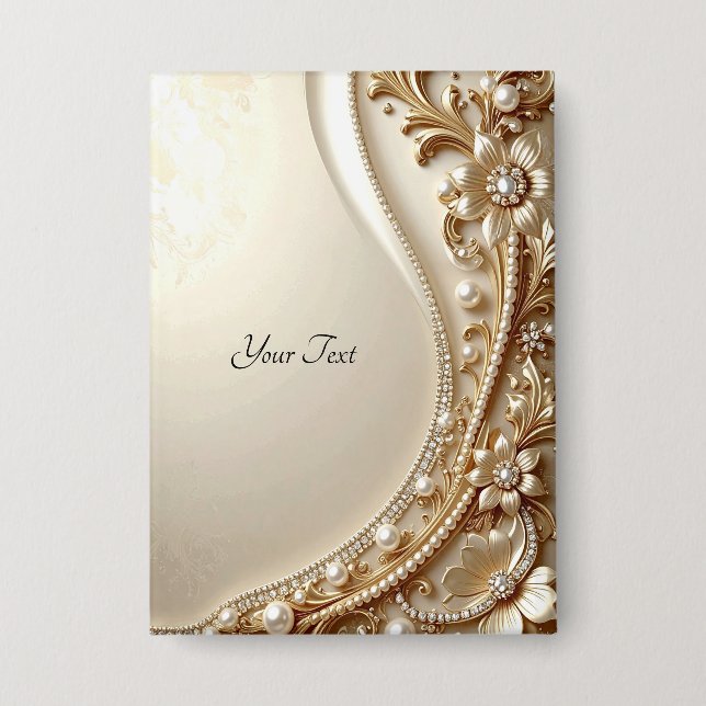Elegant Gold Ornate Floral Button (Front)
