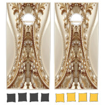 Elegant Gold Ornate Floral Cornhole Set