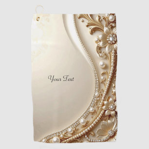 Elegant Gold Ornate Floral Golf Towel