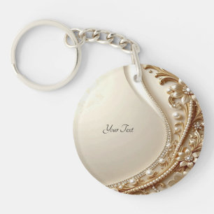 Elegant Gold Ornate Floral Keychain
