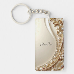 Elegant Gold Ornate Floral Keychain