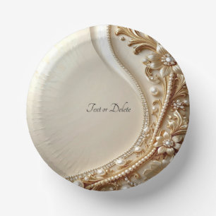 Elegant Gold Ornate Floral Paper Bowls Plate