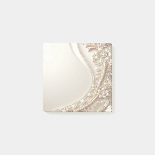 Elegant Gold Ornate Floral Post it Notes (Front)
