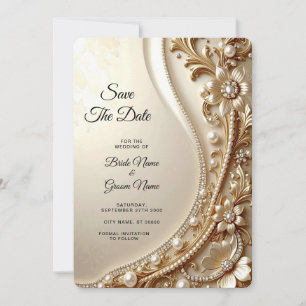 Elegant Gold Ornate Floral Save The Date