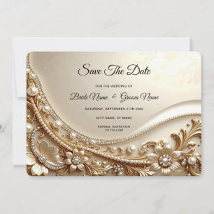 Elegant Gold Ornate Floral Save The Date