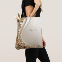 Elegant Gold Ornate Floral Tote Bag