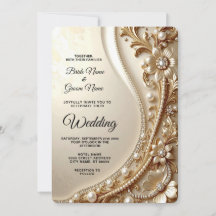 Elegant Gold Ornate Floral Wedding Invitation