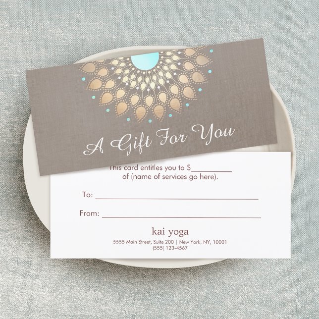 Elegant Gold Ornate Lotus Mandala Gift Certificate (Creator Uploaded)