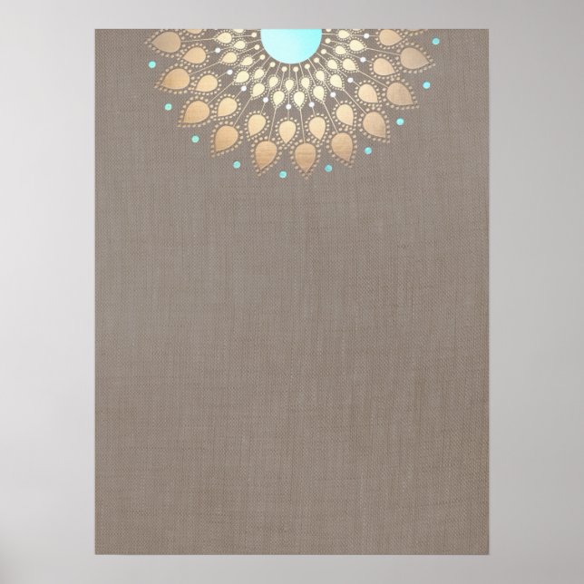Elegant Gold Ornate Lotus Mandala Poster (Front)