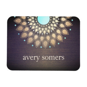 Elegant Gold Ornate Lotus Mandala Wood Magnet