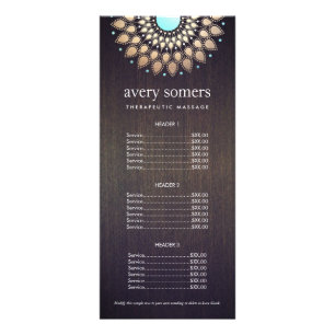 Elegant Gold Ornate Lotus Mandala Wood Price List Rack Card