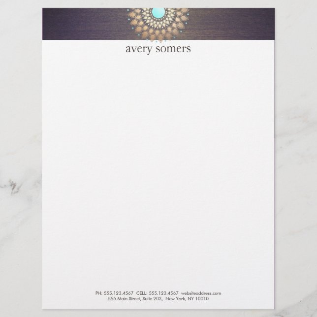 Elegant Gold Ornate Motif Purple Letterhead Design (Front)