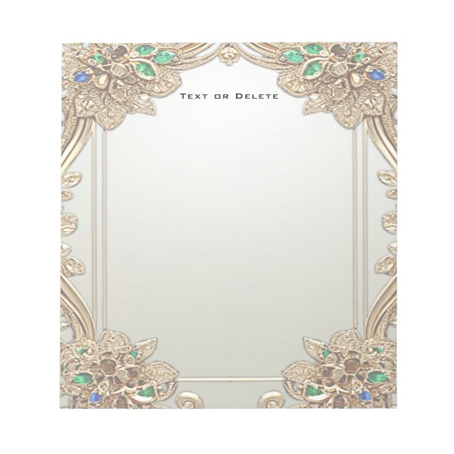 Elegant Gold Ornate Notepad (Front)
