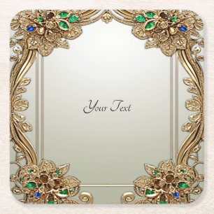 Elegant Gold Ornate Paper Coaster