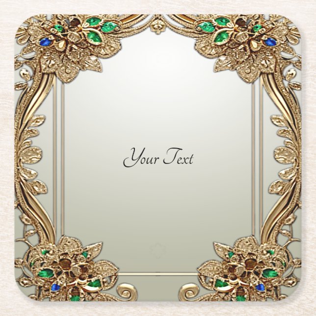 Elegant Gold Ornate Paper Coaster (Front)